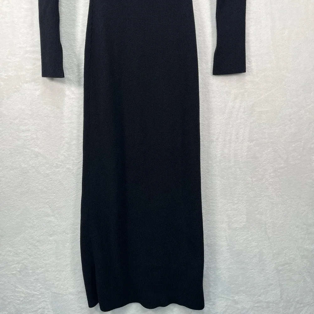 Abercrombie & Fitch Soft A&F Ribbed Maxi Dress Womens Small Black Long Sleeve